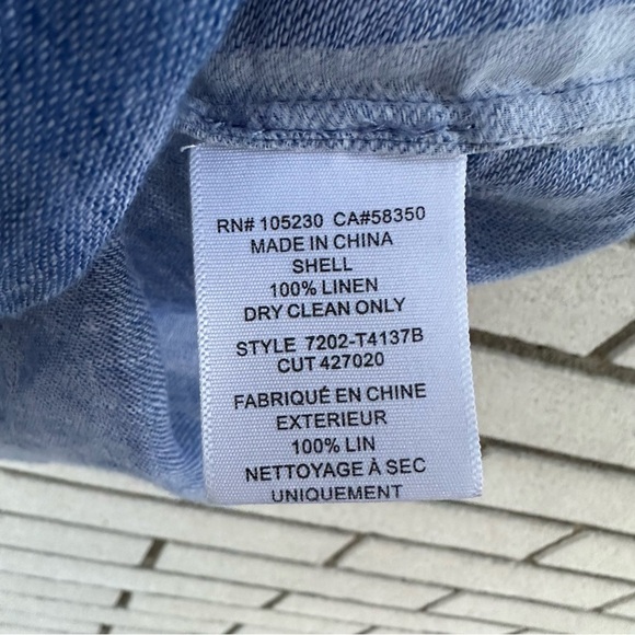 Joie Blue Linen Chambray Off The Shoulder Babydoll Flutter Top - Picture 7 of 9